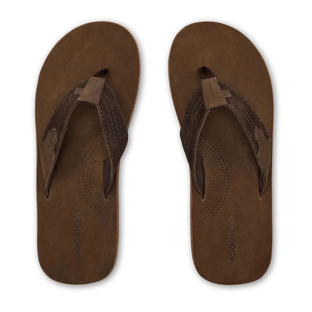 NEW Cobian Campo‎ Lazo Brown Premium Leather Flip Flops Mens Sandals Size 13 $65